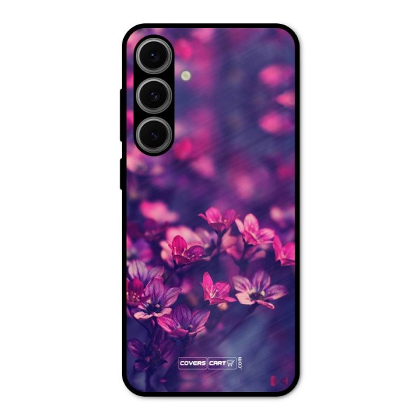 Violet Floral Metal Back Case for Galaxy S24 FE