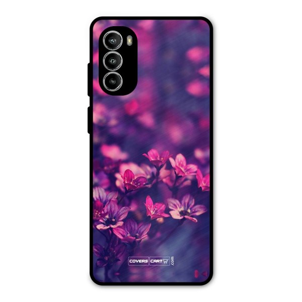Violet Floral Metal Back Case for Moto G52