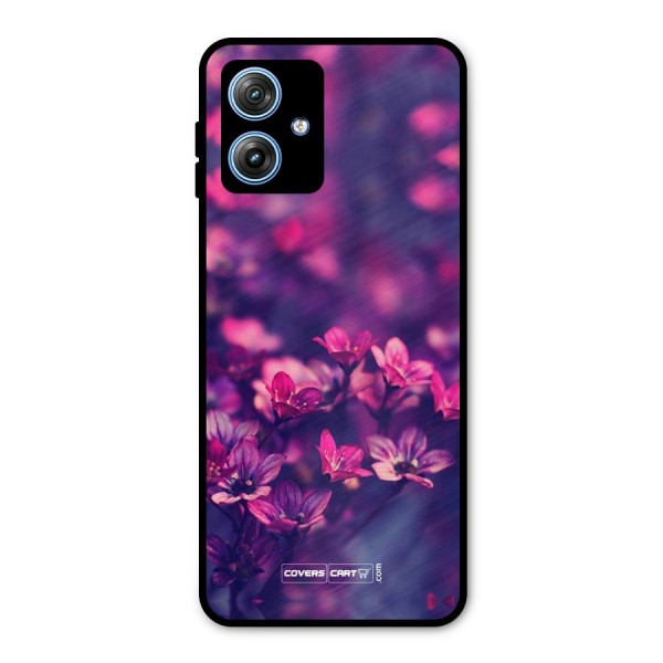 Violet Floral Metal Back Case for Moto G54