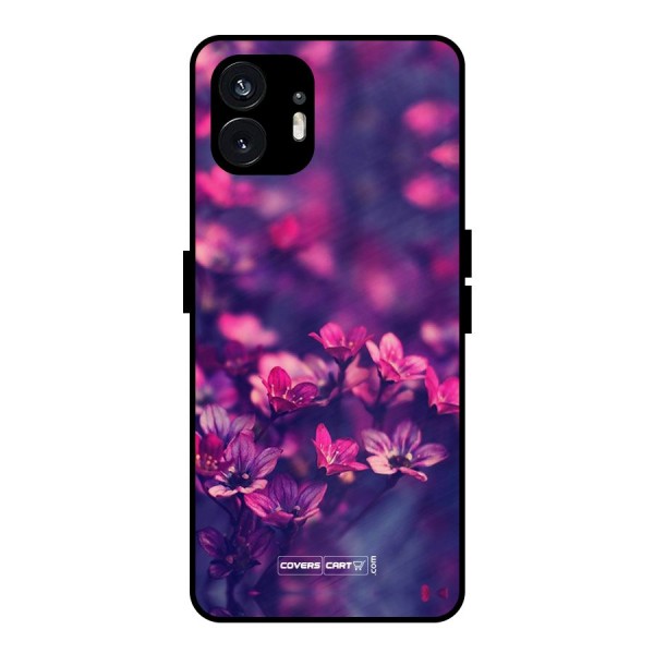 Violet Floral Metal Back Case for Nothing Phone 2