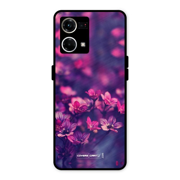 Violet Floral Metal Back Case for Oppo F21 Pro 4G