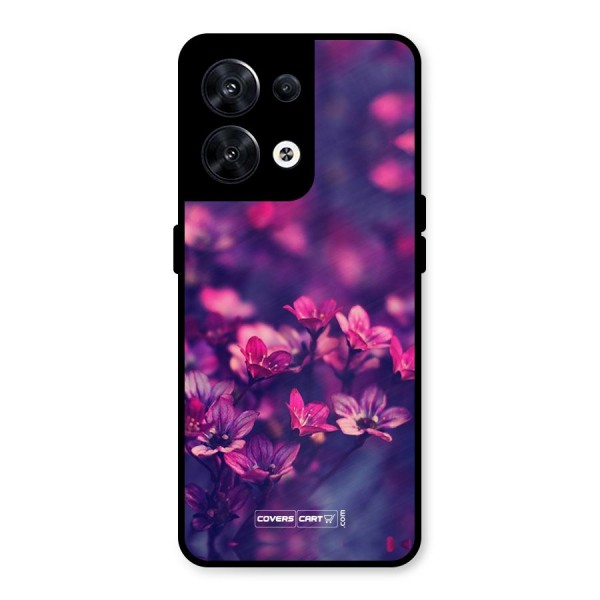 Violet Floral Metal Back Case for Oppo Reno8 5G
