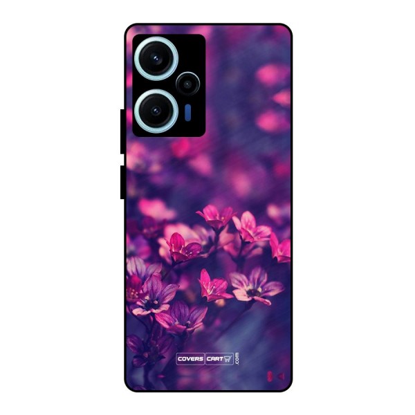 Violet Floral Metal Back Case for Poco F5