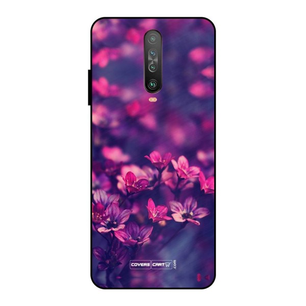 Violet Floral Metal Back Case for Poco X2