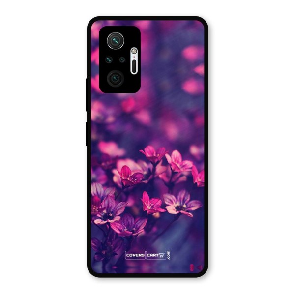 Violet Floral Metal Back Case for Redmi Note 10 Pro Max