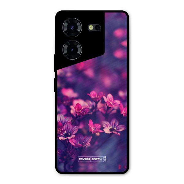 Violet Floral Metal Back Case for Tecno Pova 5 Pro 5G