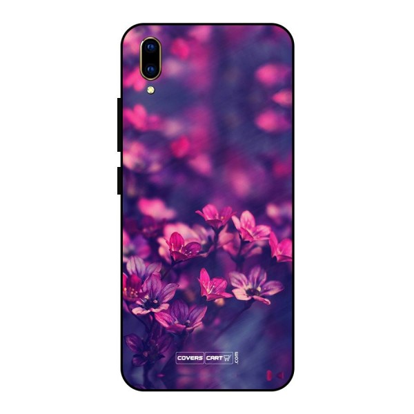 Violet Floral Metal Back Case for Vivo V11 Pro