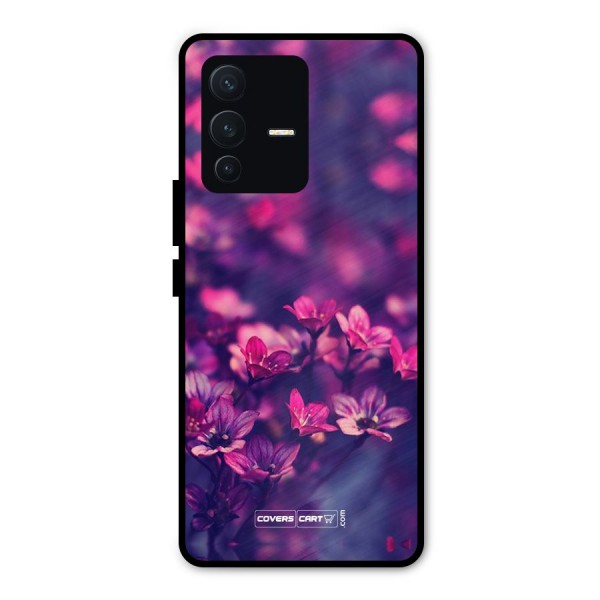 Violet Floral Metal Back Case for Vivo V23 Pro