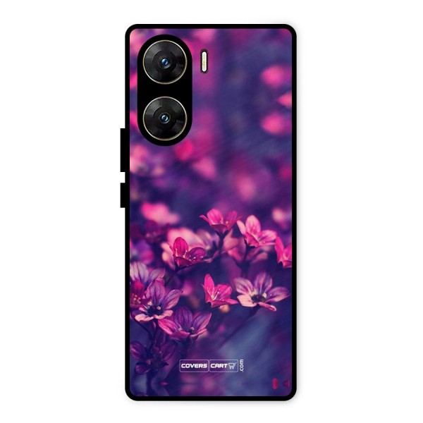 Violet Floral Metal Back Case for Vivo V29e