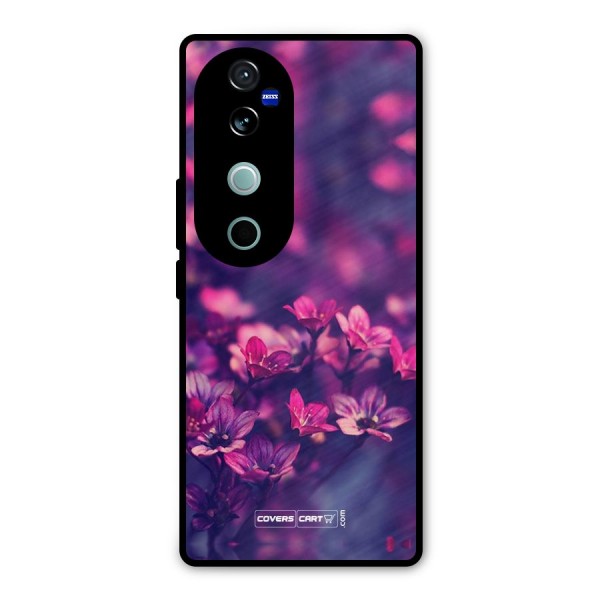 Violet Floral Metal Back Case for Vivo V40