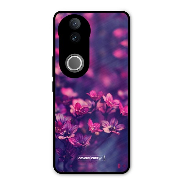 Violet Floral Metal Back Case for Vivo V50e