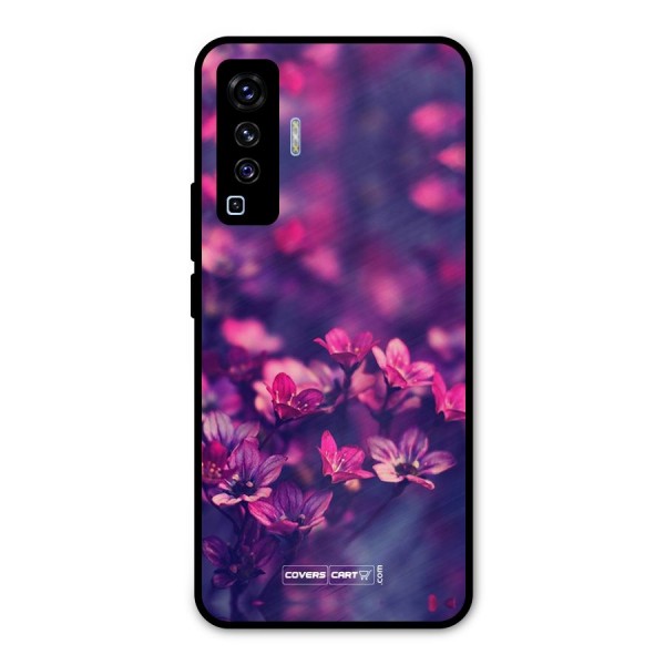 Violet Floral Metal Back Case for Vivo X50