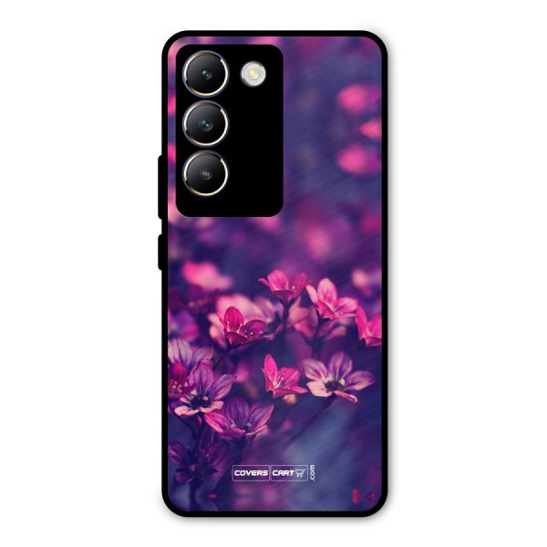Violet Floral Metal Back Case for Vivo Y200e