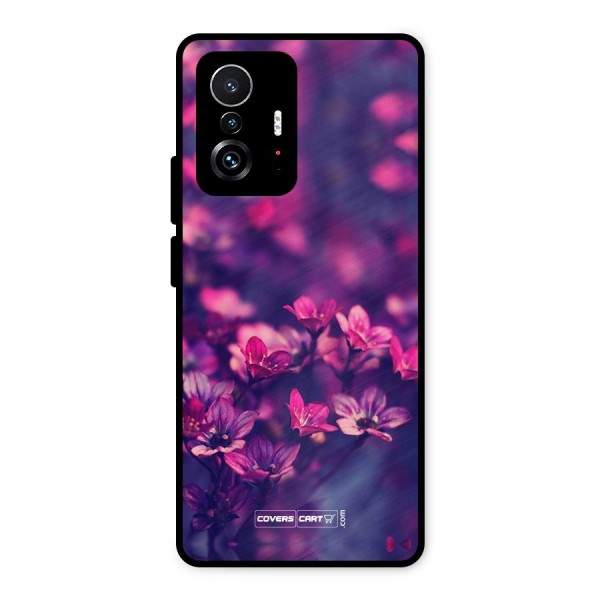 Violet Floral Metal Back Case for Xiaomi 11T Pro