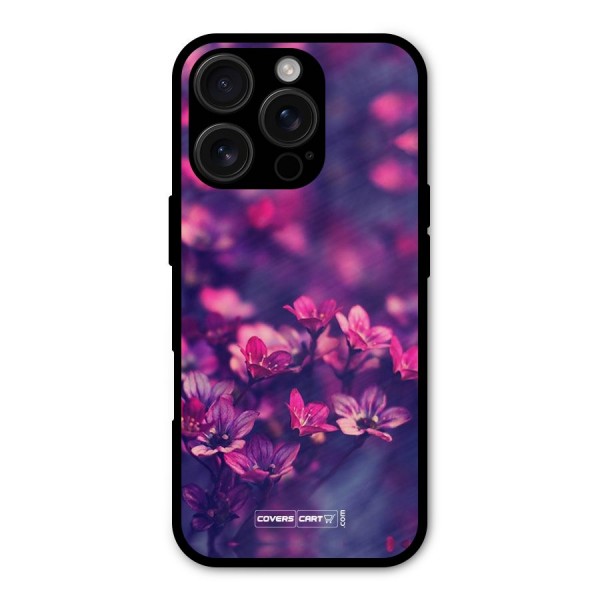 Violet Floral Metal Back Case for iPhone 16 Pro