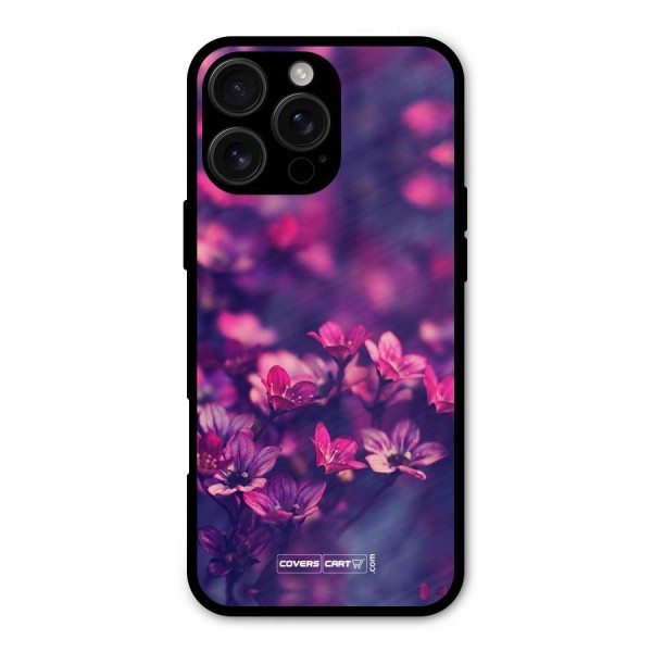 Violet Floral Metal Back Case for iPhone 16 Pro Max