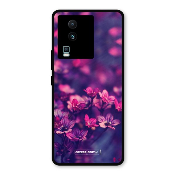 Violet Floral Metal Back Case for iQOO Neo 7 Pro