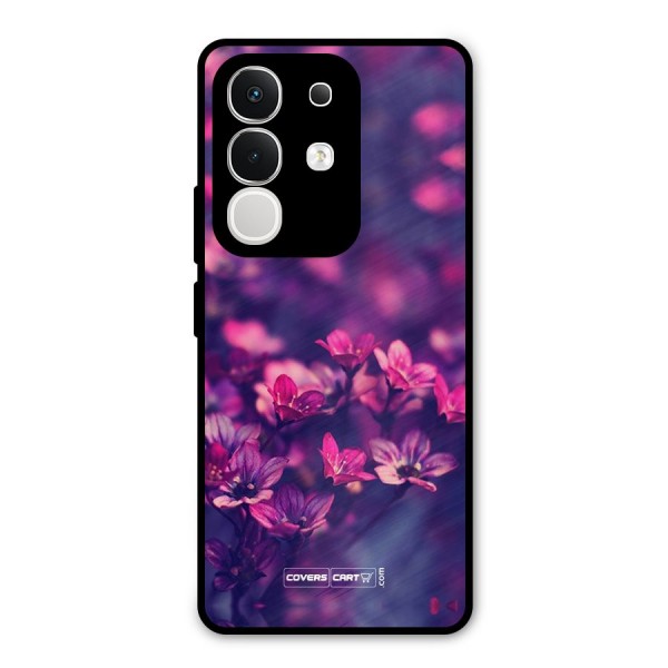 Violet Floral Metal Back Case for iQOO Z10x