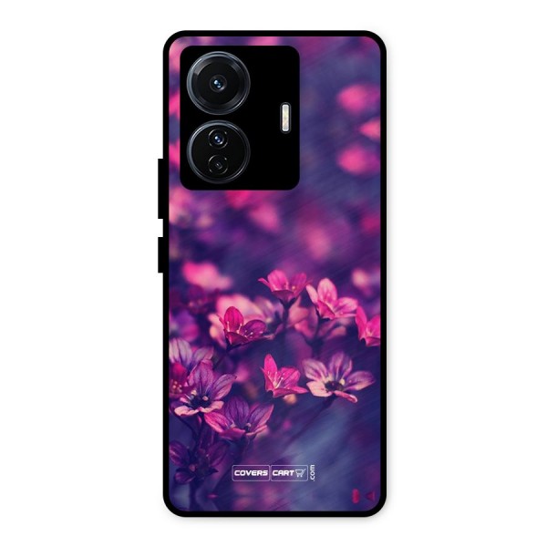 Violet Floral Metal Back Case for iQOO Z6