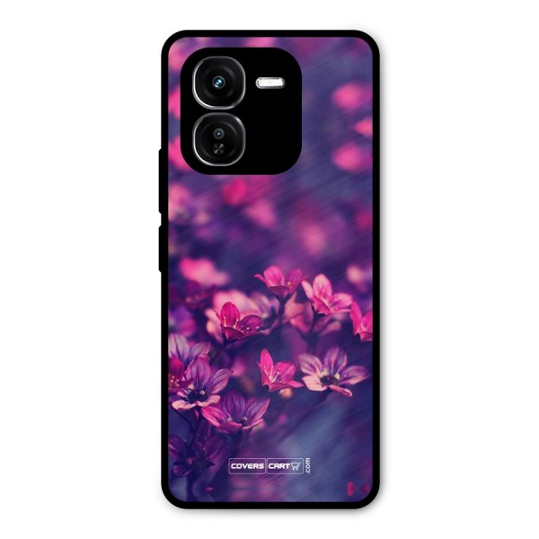 Violet Floral Metal Back Case for iQOO Z9x
