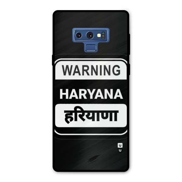 Warning Haryana Metal Back Case for Galaxy Note 9