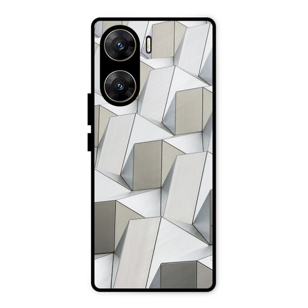 White Abstract Art Metal Back Case for Vivo V29e