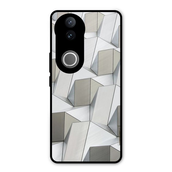 White Abstract Art Metal Back Case for Vivo V50e