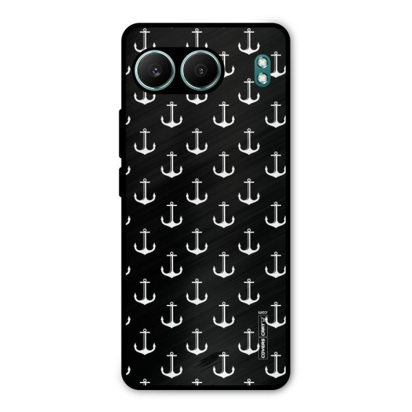 White And Black Anchor Pattern Metal Back Case for OnePlus Nord 4