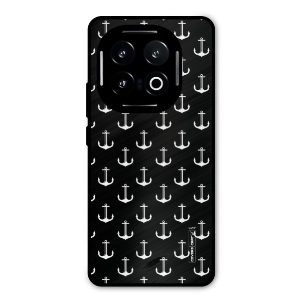 White And Black Anchor Pattern Metal Back Case for iQOO 13