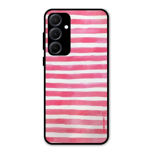White And Pink Stripes Metal Back Case for Galaxy A35