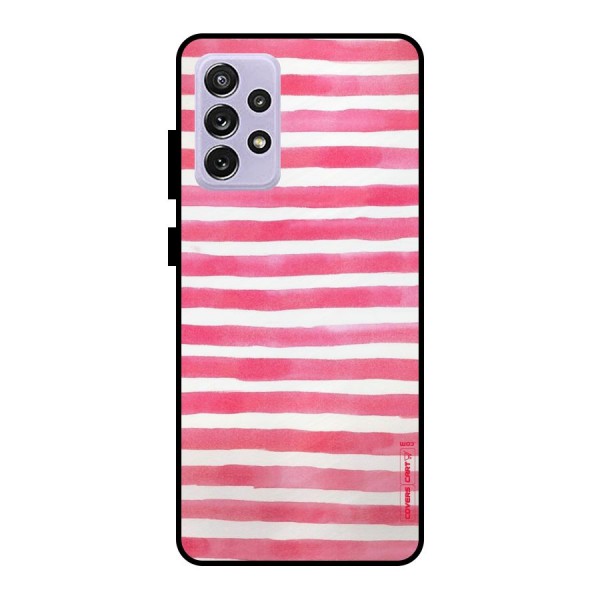 White And Pink Stripes Metal Back Case for Galaxy A72