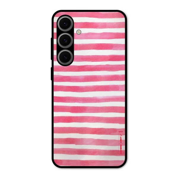White And Pink Stripes Metal Back Case for Galaxy S24 FE