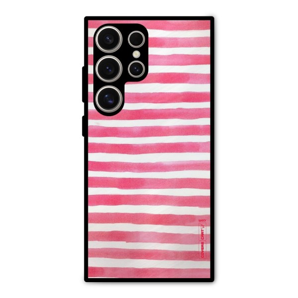 White And Pink Stripes Metal Back Case for Galaxy S24 Ultra