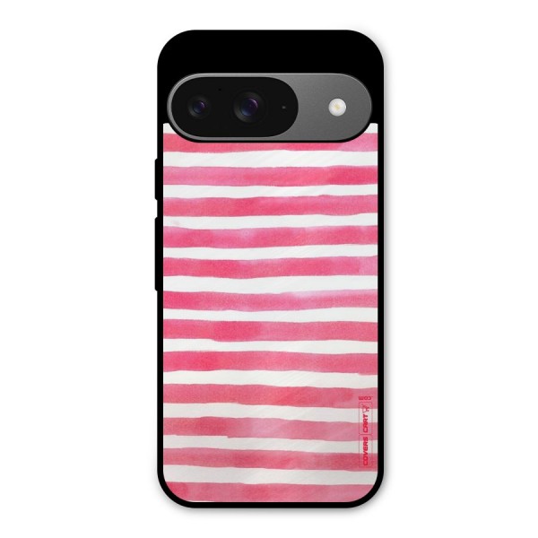 White And Pink Stripes Metal Back Case for Google Pixel 9