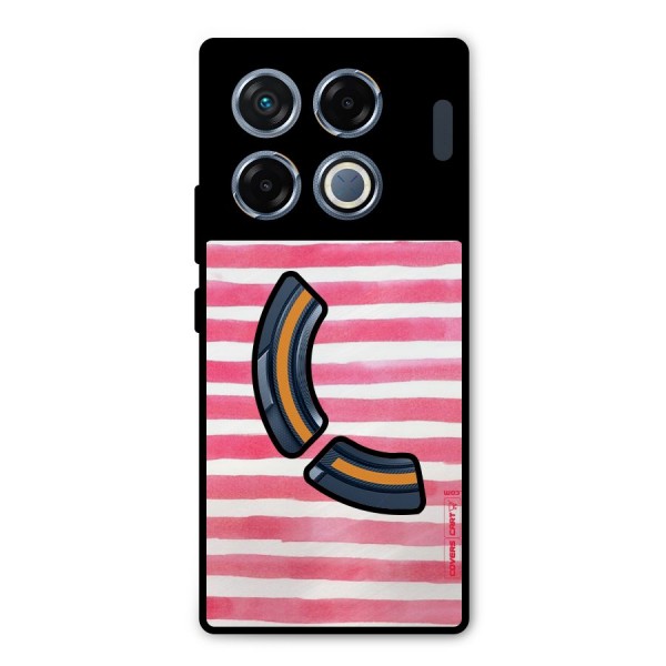 White And Pink Stripes Metal Back Case for Infinix GT 20 Pro