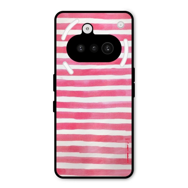 White And Pink Stripes Metal Back Case for Nothing Phone 3a