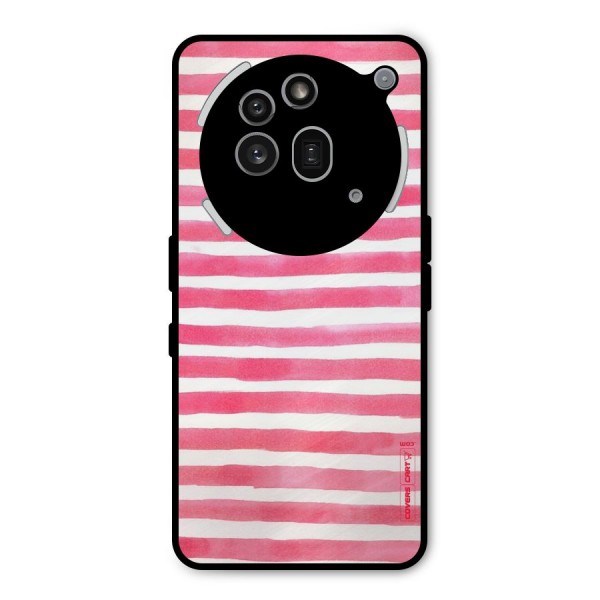 White And Pink Stripes Metal Back Case for Nothing Phone 3a Pro