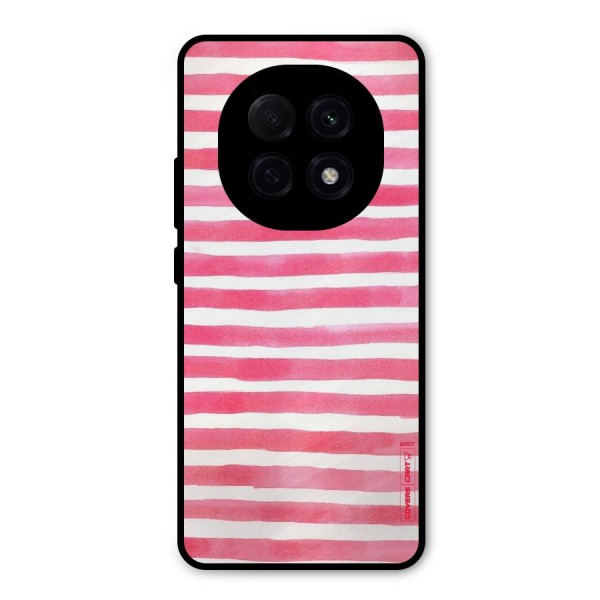 White And Pink Stripes Metal Back Case for Oppo F29 Pro