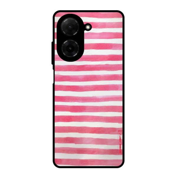 White And Pink Stripes Metal Back Case for Poco C71
