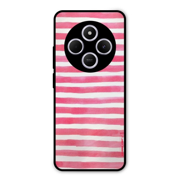 White And Pink Stripes Metal Back Case for Poco C75 5G