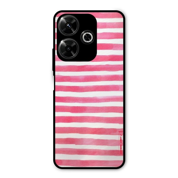 White And Pink Stripes Metal Back Case for Poco M6 Plus