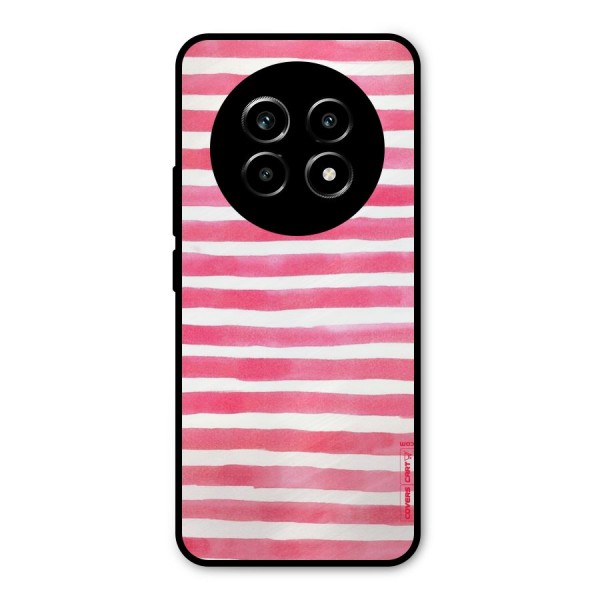 White And Pink Stripes Metal Back Case for Realme 13 Pro