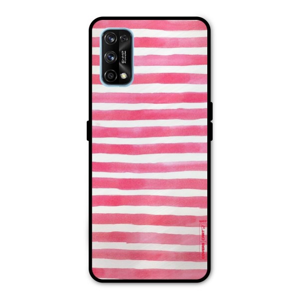 White And Pink Stripes Metal Back Case for Realme 7 Pro
