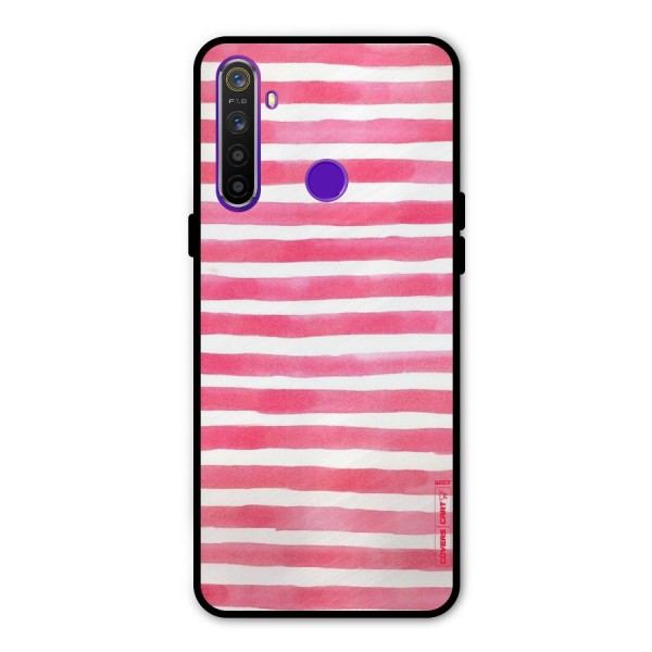 White And Pink Stripes Metal Back Case for Realme Narzo 10