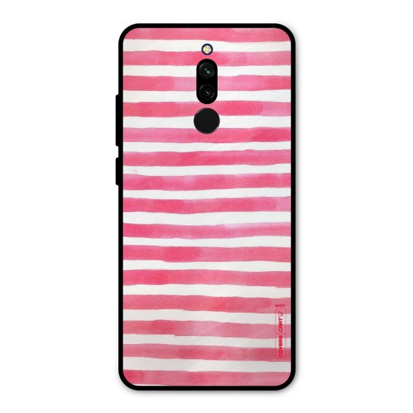 White And Pink Stripes Metal Back Case for Redmi 8