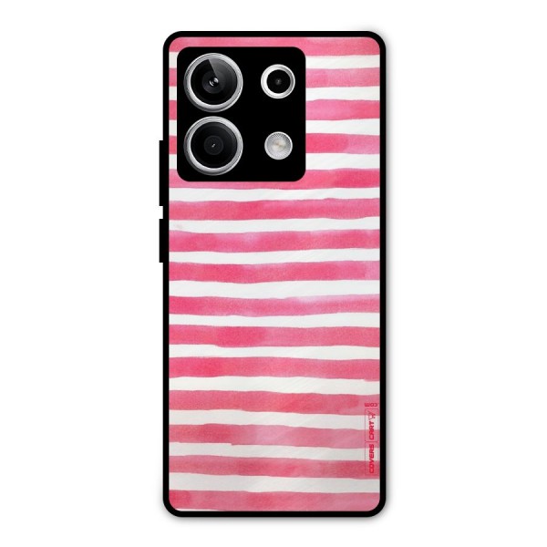 White And Pink Stripes Metal Back Case for Redmi Note 13 5G