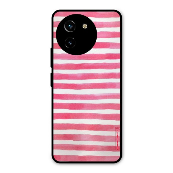 White And Pink Stripes Metal Back Case for Vivo T3x