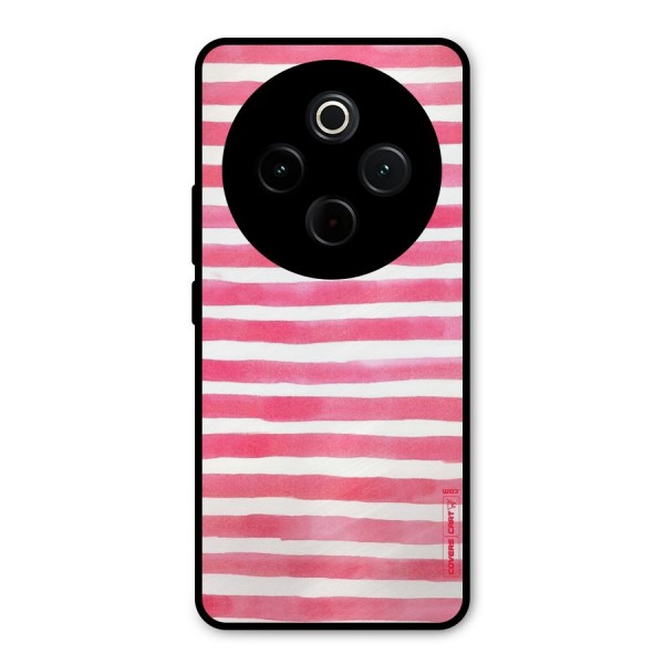 White And Pink Stripes Metal Back Case for Vivo T4