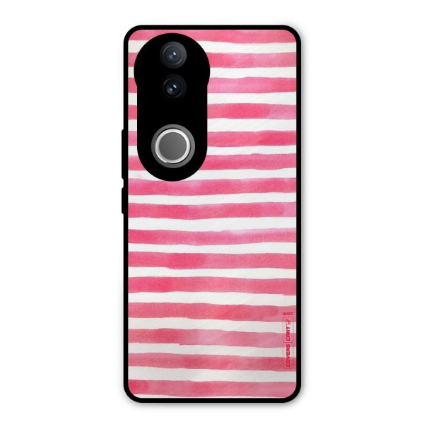 White And Pink Stripes Metal Back Case for Vivo V50e