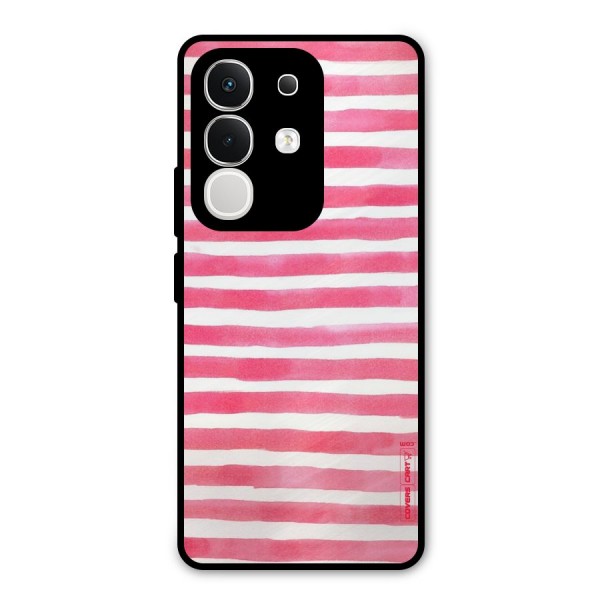 White And Pink Stripes Metal Back Case for iQOO Z10x